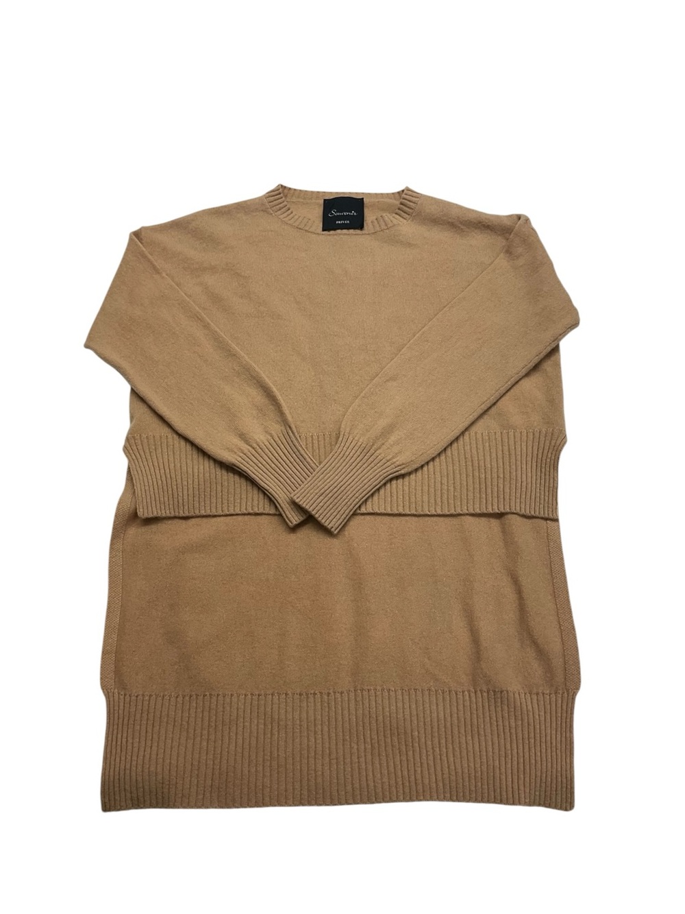 Souvenir Privee Wool Camel Brown Hi Lo Sweater S